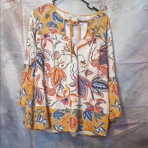 Flying Tomato Colorful Leaf Print Blouse